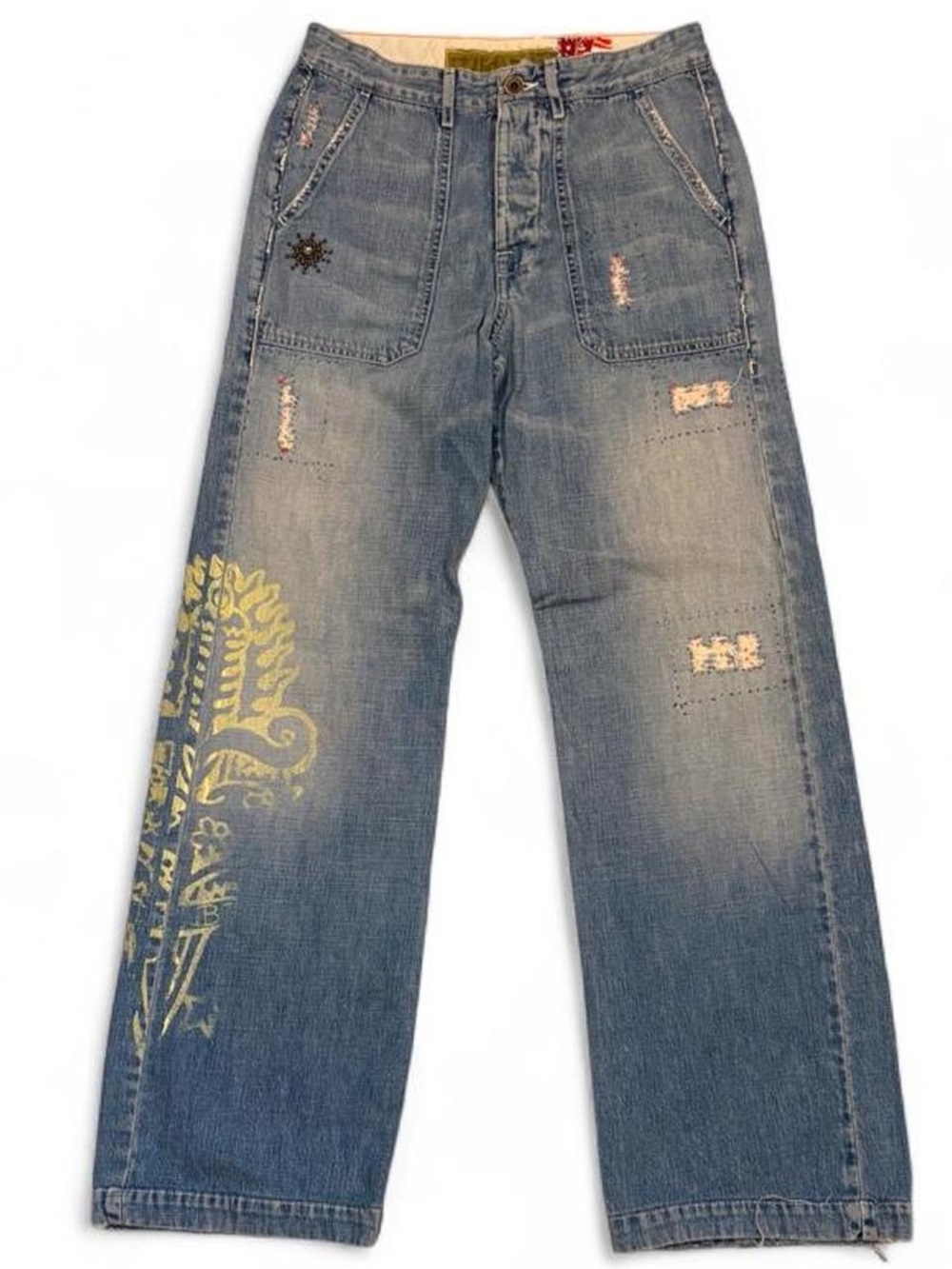 Y2K The Great China Wall utility pocket jeans
